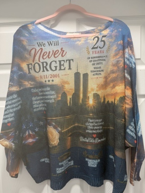 Loowie Sweaters - L201 Loowie We Will Never Forget 9/11 Memorial Donation Sweater  One Size S-L